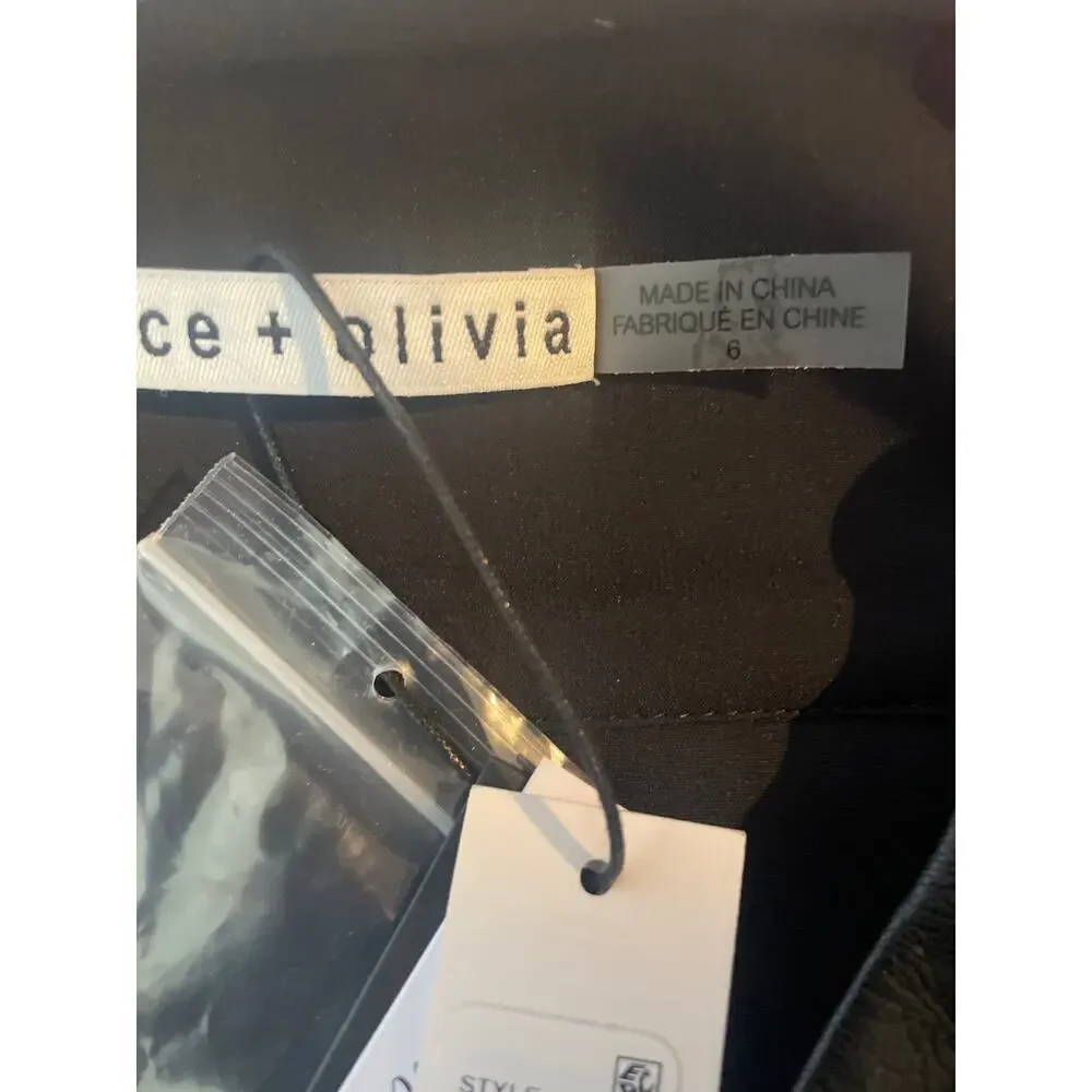 NWT Alice and Olivia Donald high rise faux leather mini skirt size 6 - Picture 13 of 14